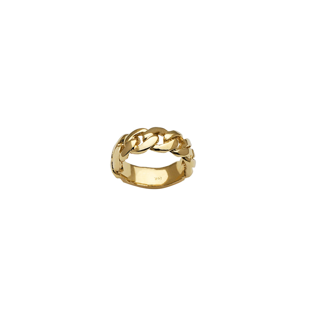 Yellow Gold Plain Cuban Ring (14K)