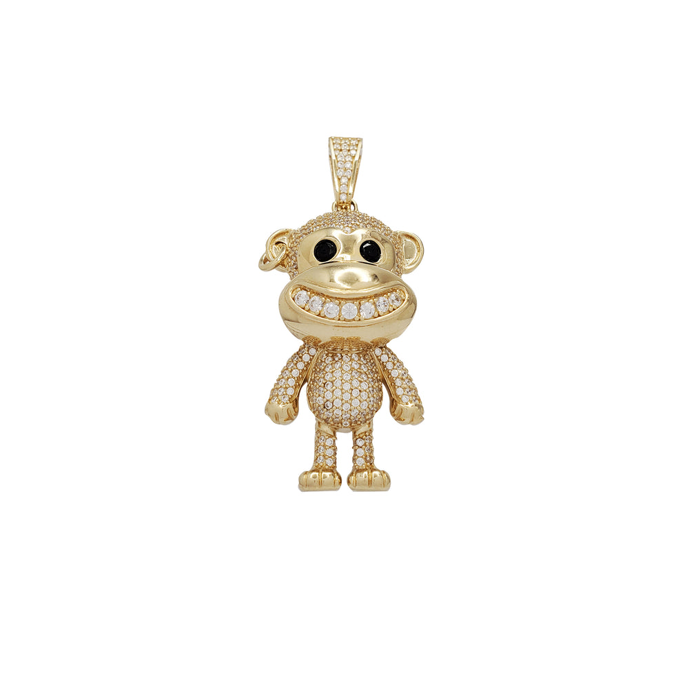 Iced-Out Dapper Monkey Pendant (14K)
