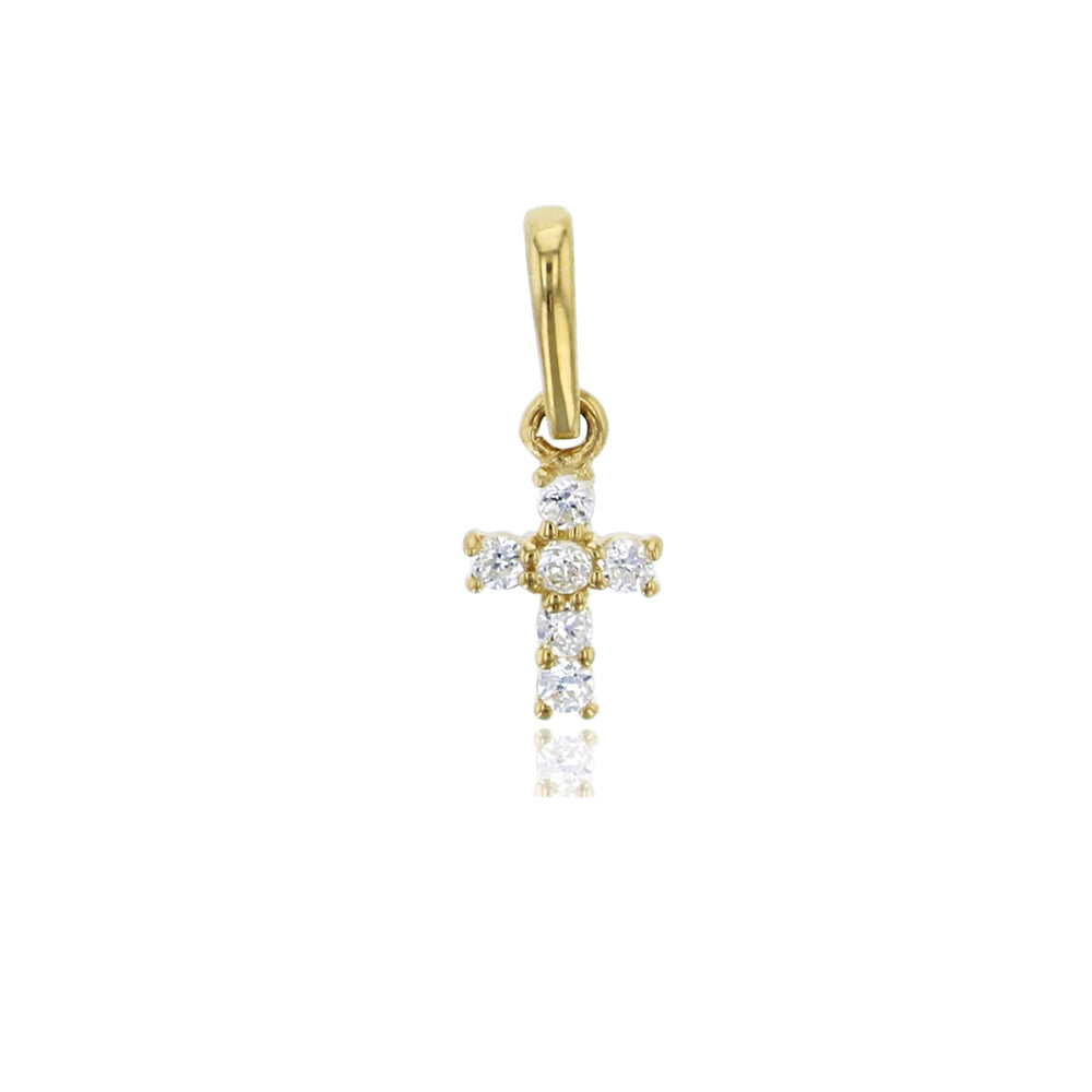 Yellow Gold Micropave Cross Pendant (14K)