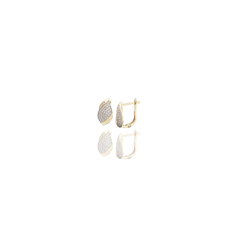 Shell CZ Huggie Earrings (14K)