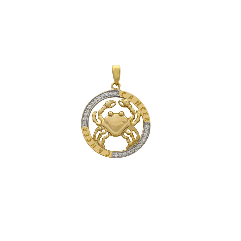 Cancer Outlined Medallion Pendant (14K) Popular Jewelry New York