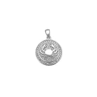 Cancer Zodiac Sign Medallion Pendant (White Silver) Popular Jewelry New York