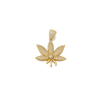 Cannabis-Marijuana Leaf Iced Out Pendant (14K) 14 Karat Yellow Gold, Popular Jewelry New York