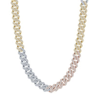 Tricolor Iced-Out Monaco Edge Chain (Silber)