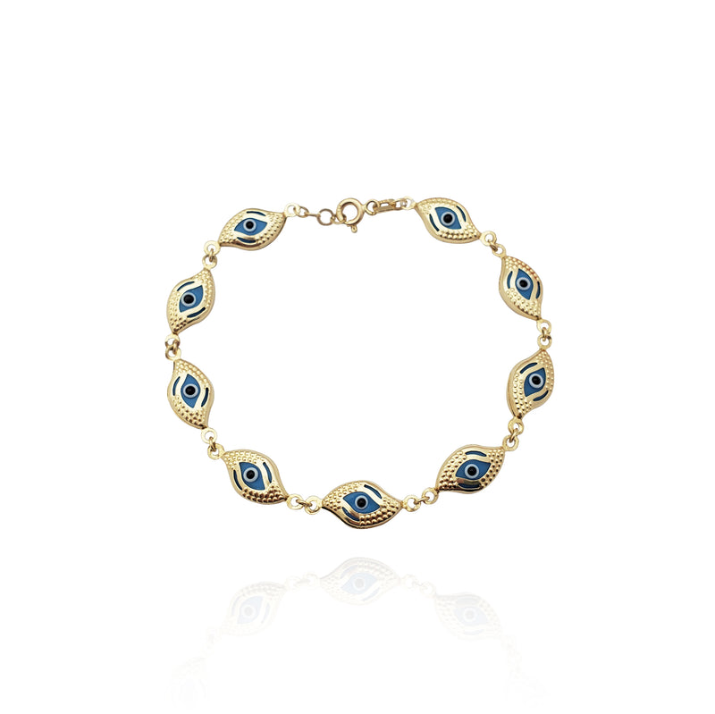 Chained Evil Eyes Bracelet (14K) New York Popular Jewelry