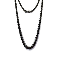 Graduated Black Stone Tennis Necklace (Silver)
