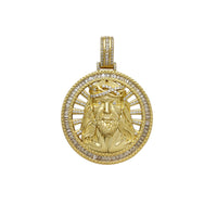 Yellow Silver Channel Setting Halo Round Medallion Pendant (Silver) Popular Jewelry New York