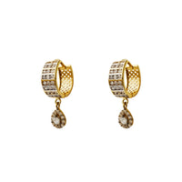 Channel Setting Teardrop Hanging Huggie Earrings (14K) Popular Jewelry New York