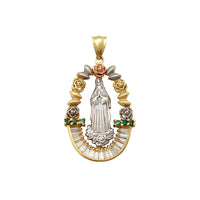 Channel Setting & Florar Virgin Mary Pendant (14K) Popular Jewelry New York