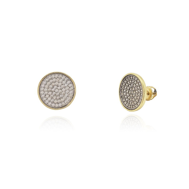 Circle CZ Stud Earrings (Silver) Popular Jewelry New York