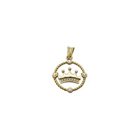 Zirconia Roped Circle Crown Pendant (14K)