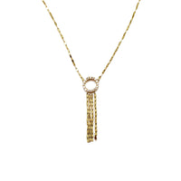 Gemstone Core [Diamond-Shaped] Tassel Fancy Necklace (14K)
