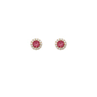 Cluster Around Round CZ Stud Earrings (14K)