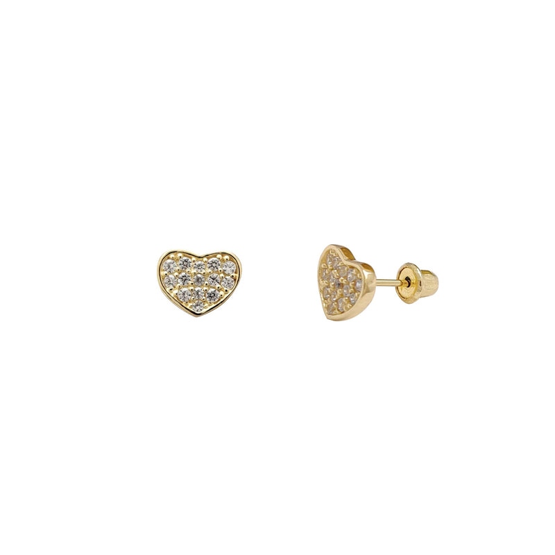 CZ Heart Stud Earrings (14K)