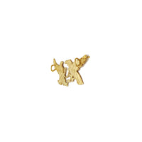 Cockfighting Diamond Cut Pendant (14K) 14 Karat Yellow Gold, Popular Jewelry NY