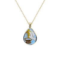 Šareno-emajlirana ogrlica s križom-golubicom i vodom (14K) Popular Jewelry New York