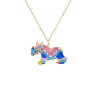 Collaret de luxe de rinoceront esmaltat de colors (14 quilates) Popular Jewelry nova York