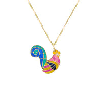 Colorful-Enameled Rooster Fancy Necklace (14K) Popular Jewelry New York