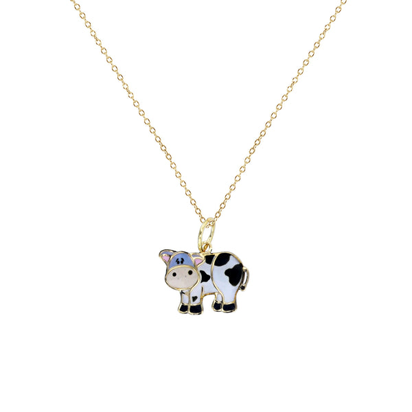 Colorful Cow Necklace (14K) Popular Jewelry New York