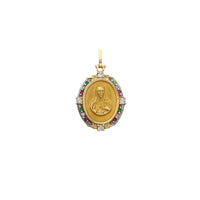 Colorful Sacred Heart Of Jesus Oval Medallion Pendant (14K) Popular Jewelry Njujork