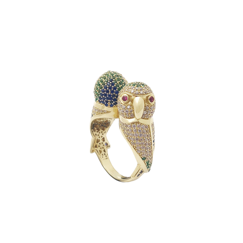 Colorful Parrots Head Ring (14K) Popular Jewelry New York