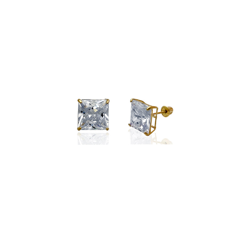 Princess-Cut CZ Stud Earrings (14K) Popular Jewelry New York