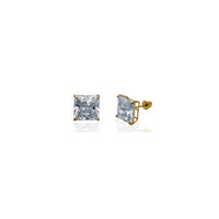 Princess-Cut CZ Stud Earrings (14K) Popular Jewelry New York