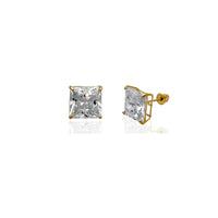 Princess-Cut CZ Stud Earrings (14K) Popular Jewelry New York