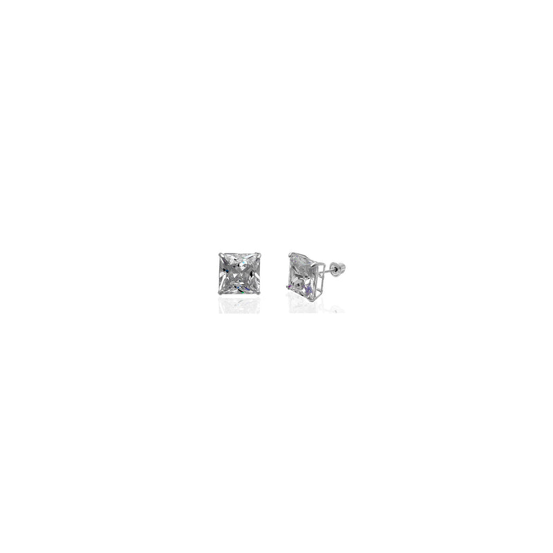 Zirconia Princess-Cut Solitaire Stud Earrings (14K)