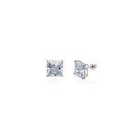 Zirconia Princess-Cut Solitaire Stud Earrings (14K)