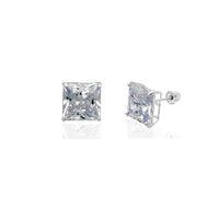 Zirconia Princess-Cut Solitaire Stud Earrings (14K)