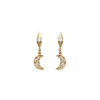 Crescent Moon Drop CZ Earring (14K)
