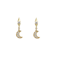 Crescent Moon Stud Hanging Earrings (14K)
