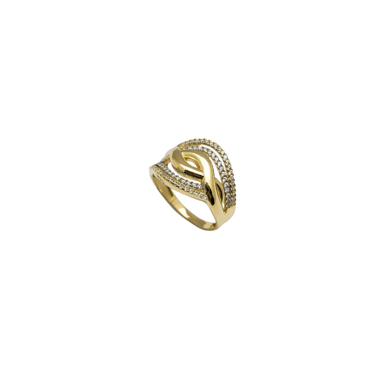 Two-Tone Mirrored Helical Twist Open Dome Ring (14K)