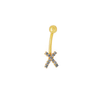 ক্রিস ক্রস সিজেড স্টাড নেভেল রিং (14K) Popular Jewelry নিউ ইয়র্ক