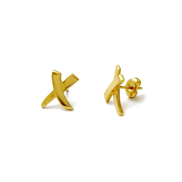 Criss Cross Stud Earrings (18K) Popular Jewelry New York