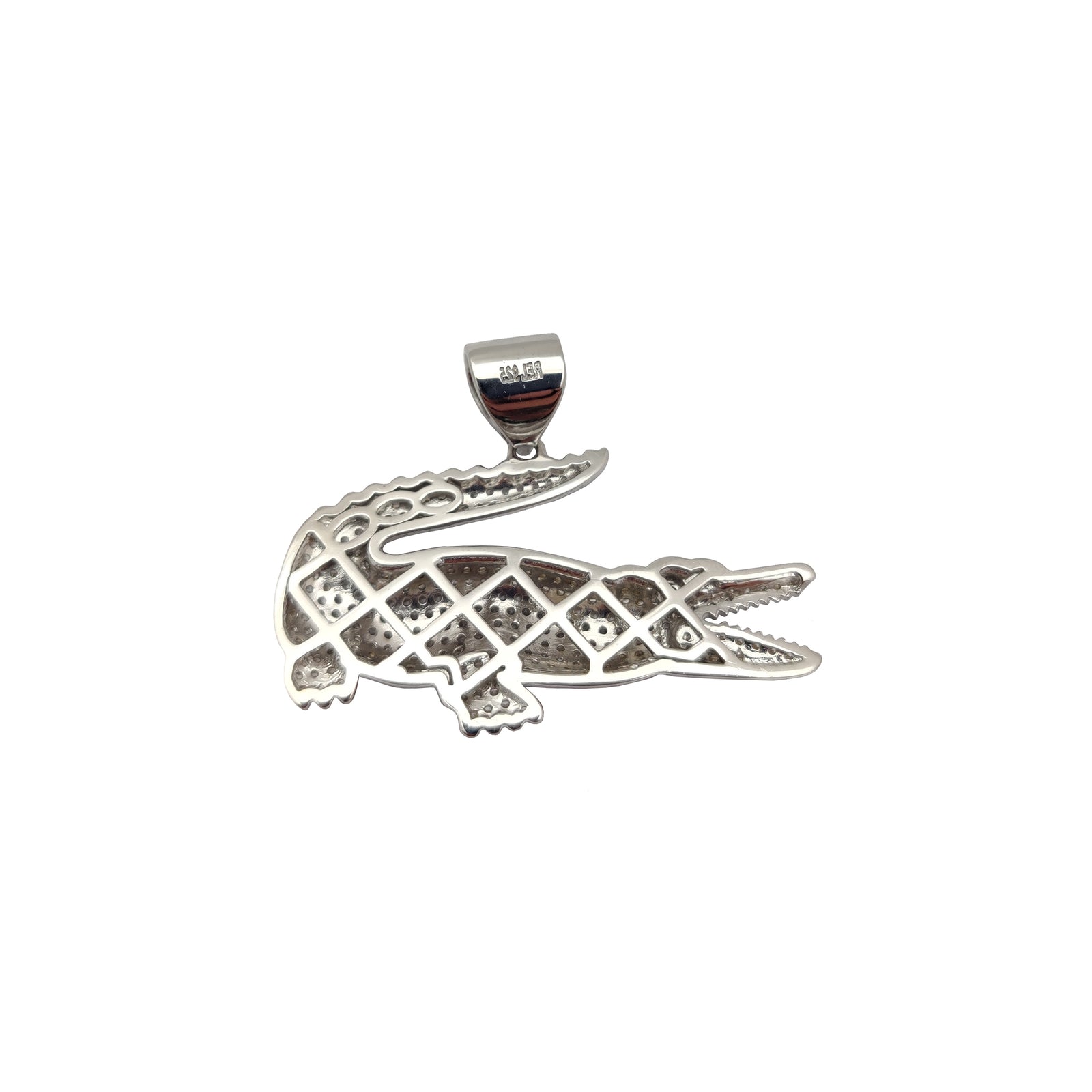 Iced-Out Crocodile Pendant CZ (Silver) – Popular J