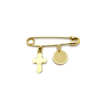 Cross / Virgin Mary Safety Pin (14K) Popular Jewelry New York