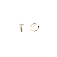 Cross CZ Huggie Earrings (14K)