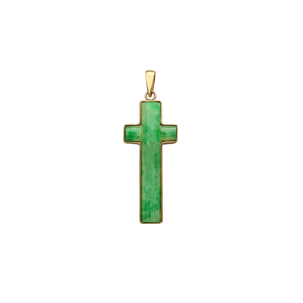 Cross Jade Pendant (14K) Popular Jewelry New York
