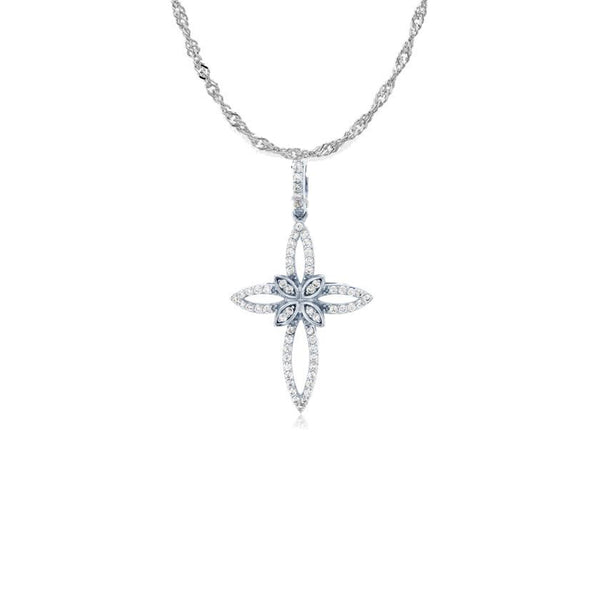 Cross With Singapore Necklace (Silver)