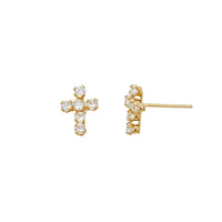 Zirconia Cross Stud CZ Earrings (14K)