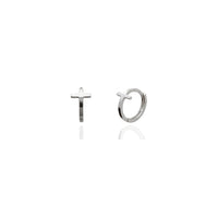 Cross Huggie Earrings (14K) White Gold