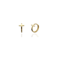 Cross Huggie Earrings (14Κ) Κίτρινο Χρυσό