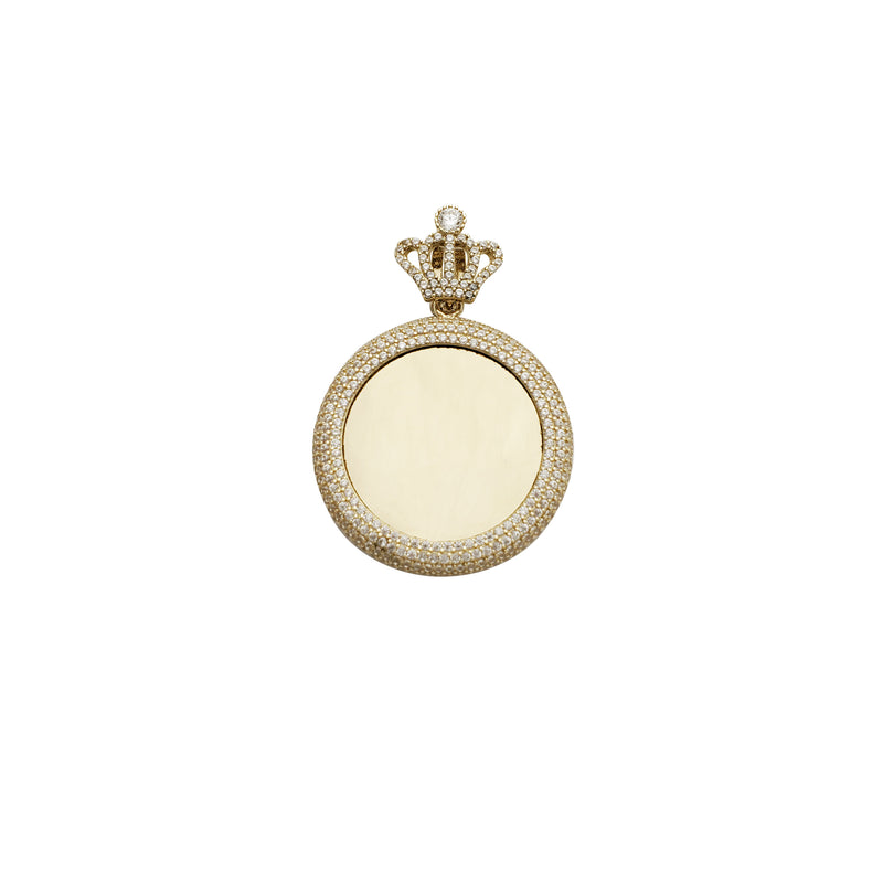 Crown Bail Puffy Round Picture CZ Pendant (14K)