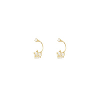 Crown Curve Hang CZ Earrings (14K)