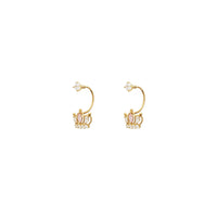Crown Curve Hang CZ Earrings (14K)