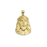 Ērkšķu kronis Jēzus galvas kulons (14K) 14 karātu dzeltenā zelta, dimanta griezumi, kristietība, Popular Jewelry NY