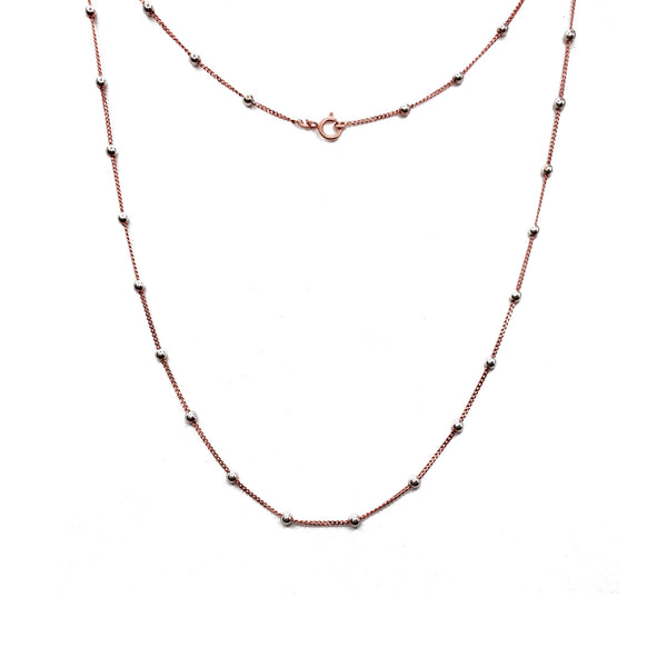 Cuban and Beads Rose Necklace (14K)