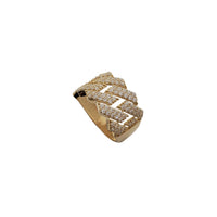 Iced-Out Rhomboid Cuban CZ Ring (14K）